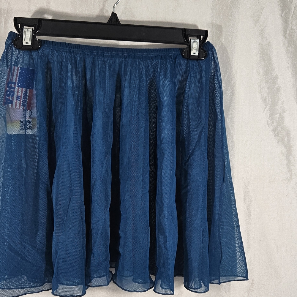 Mini Blue Skater Skirt with Pleats. #093